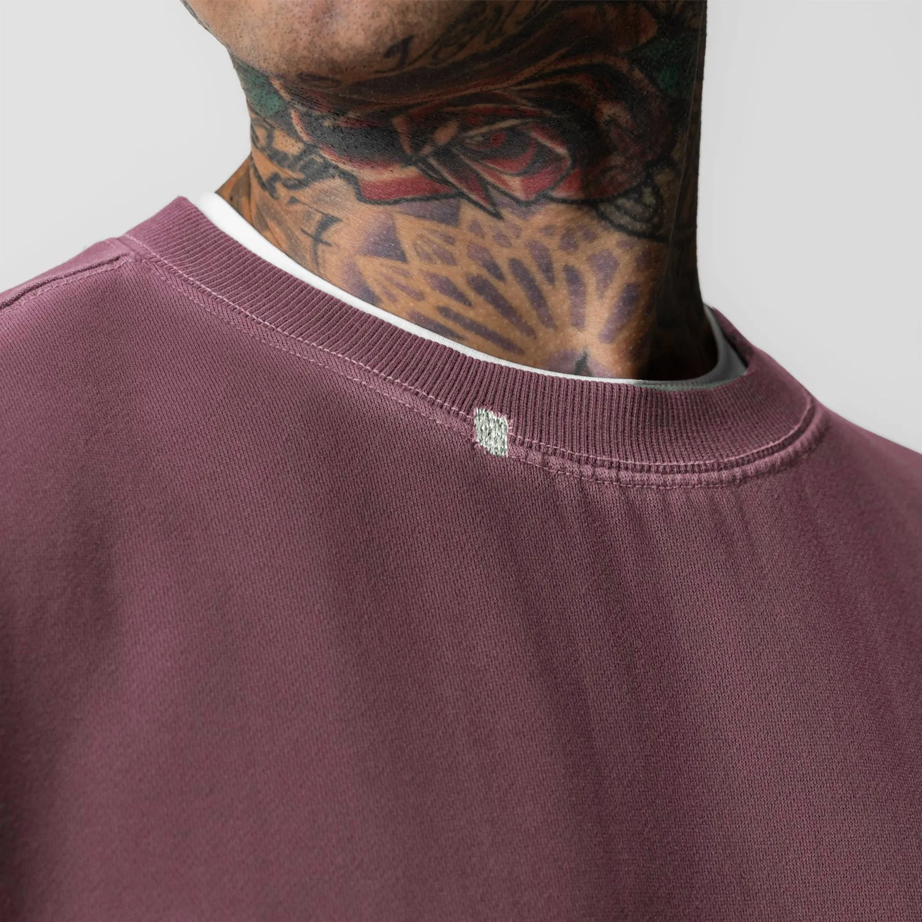 0861. Tech Essential? Distressed Crewneck - Faded Crimson Giraffe like All-day Comfort