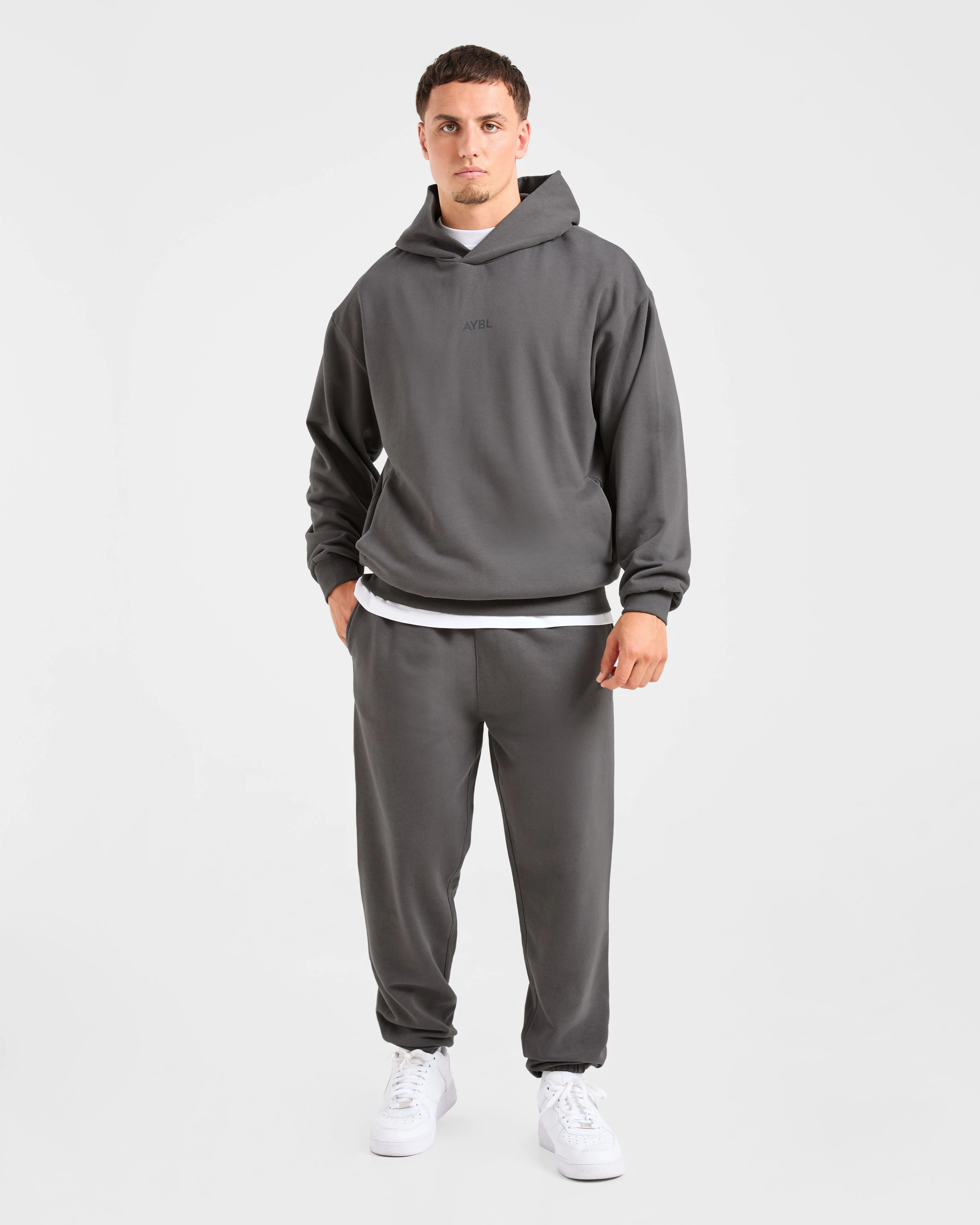 Reinforced Edges Hidden Pocket Craft Oversized Hoodie - Charcoal