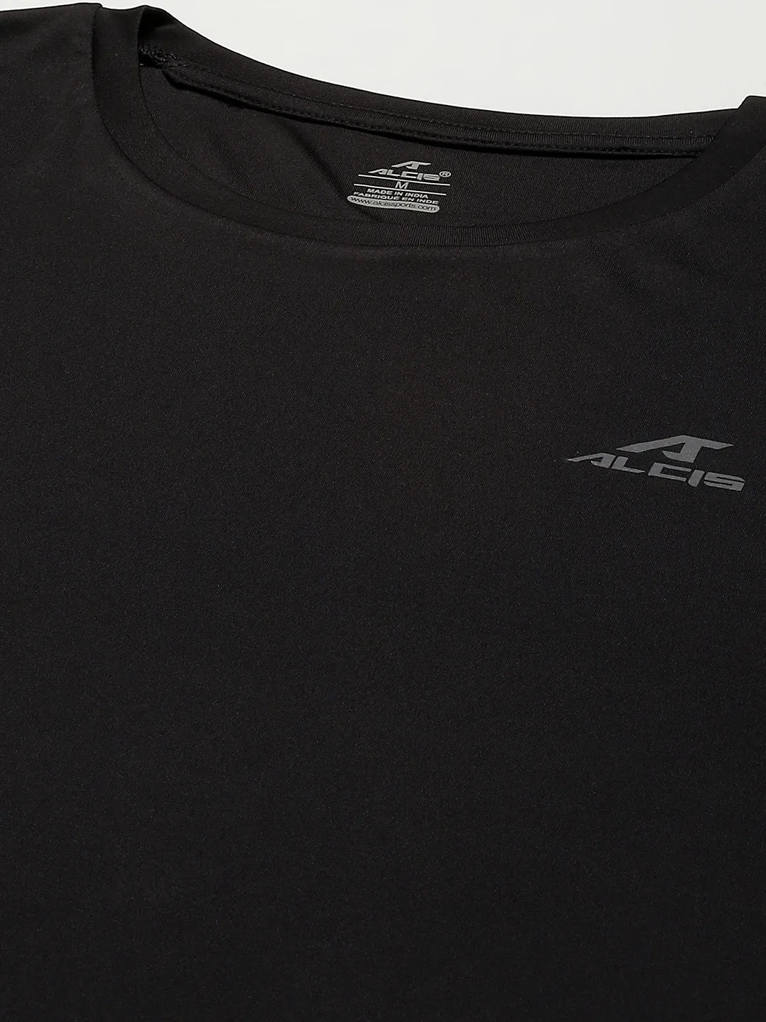 Adjustable Straps VentilatedKnit Alcis Men Black Solid Slim Fit Wonder T-shirt