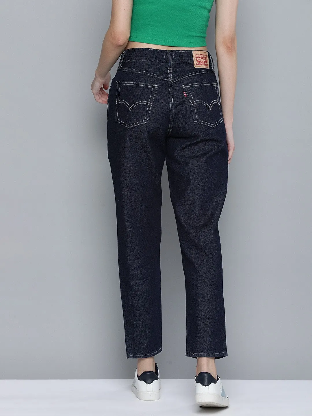 Women's 80s Mom Navy Blue Loose Fit High Rise Jeans Loose High Quality Morning Stroll Outdoor Adventure Adult Fashion
