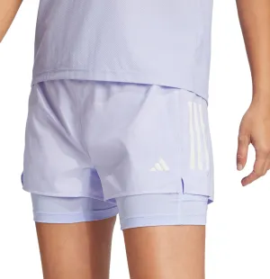 Flexible Cut teenagers adidas Own The Run ClimaCool 2 In 1 Womens Running Shorts - Purple