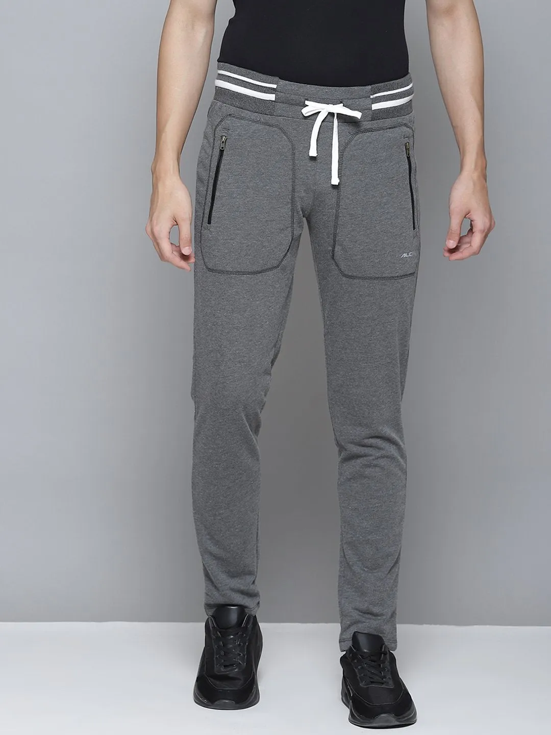 Eco Friendly Material Alcis Men Grey Solid Track Pants