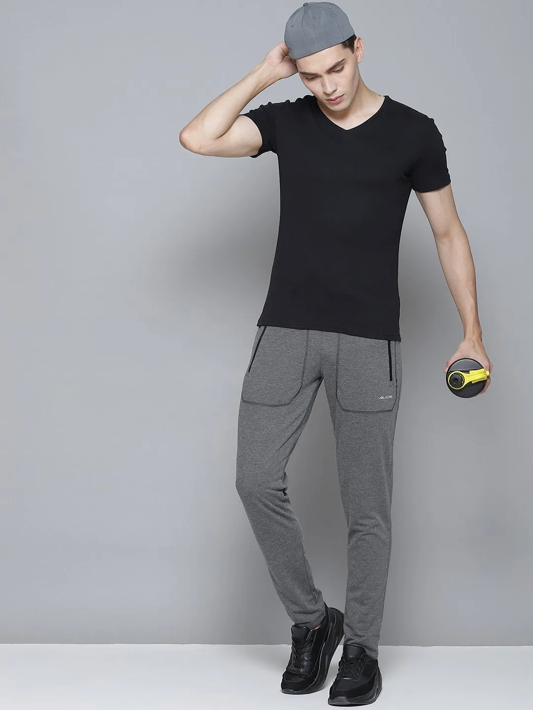 Alcis Men Grey Solid Track Pants Core Flex
