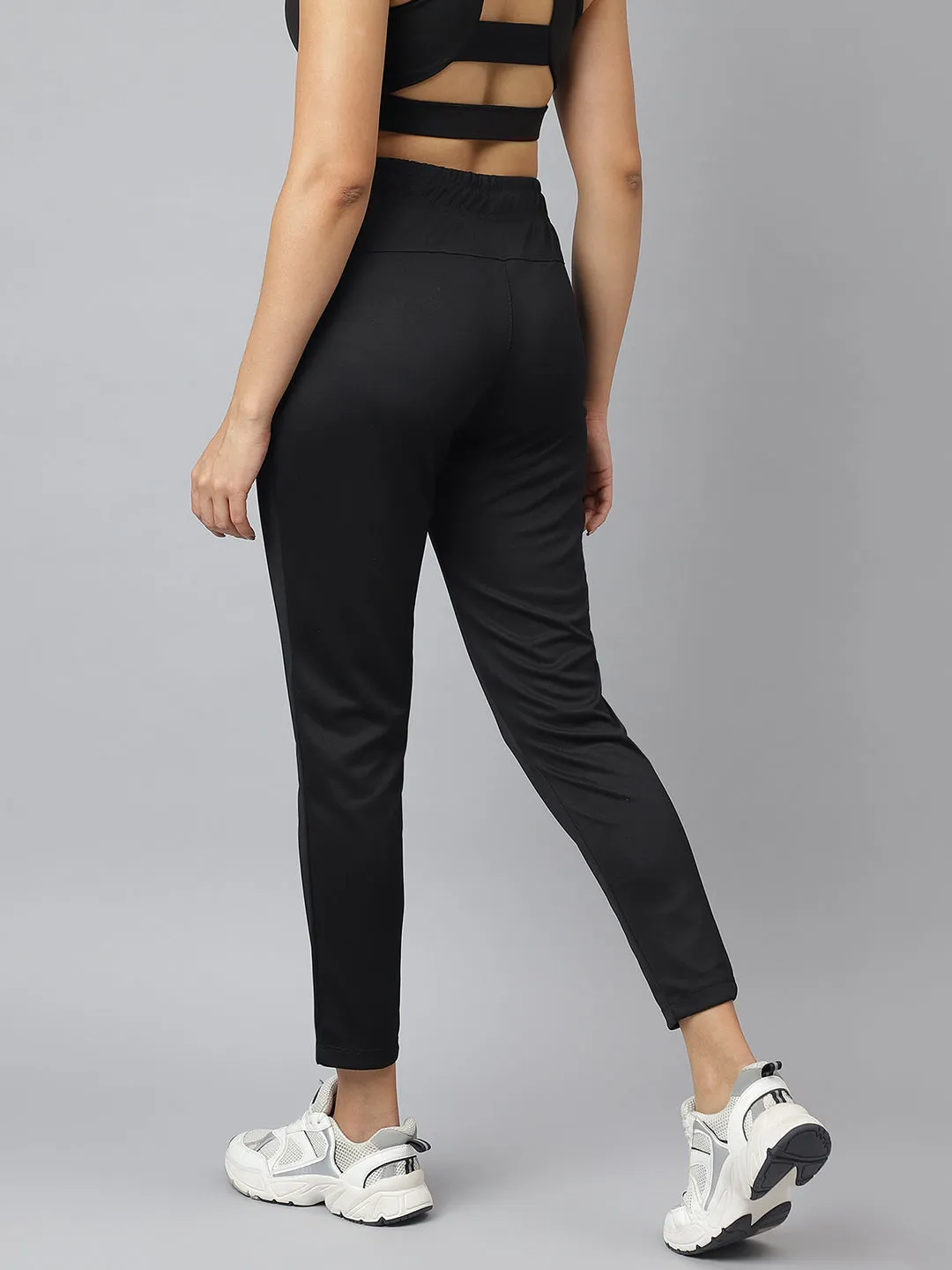 Timeless Utility Street Active Alcis Women Black Anti-Static Soft-Touch Slim-Fit Training Track Pants