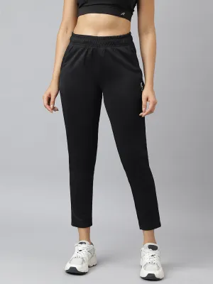 Alcis Women Black Anti-Static Soft-Touch Slim-Fit Training Track Pants All weather
