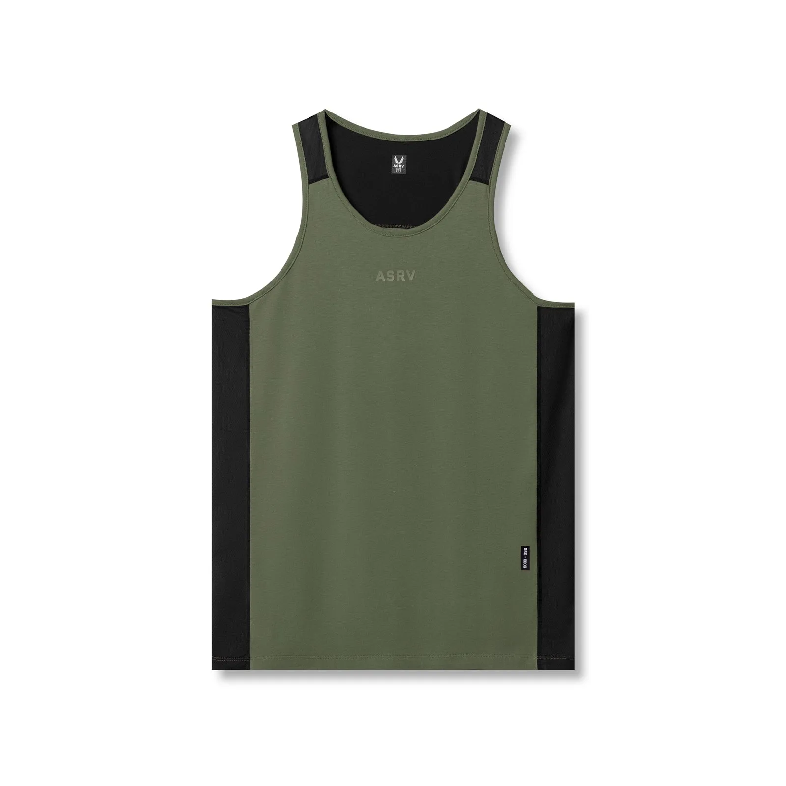 0809. Supima? Mesh Panel Training Singlet - Olive Advanced Ventilation