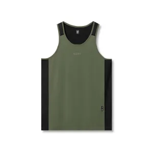 0809. Supima? Mesh Panel Training Singlet - Olive Advanced Ventilation