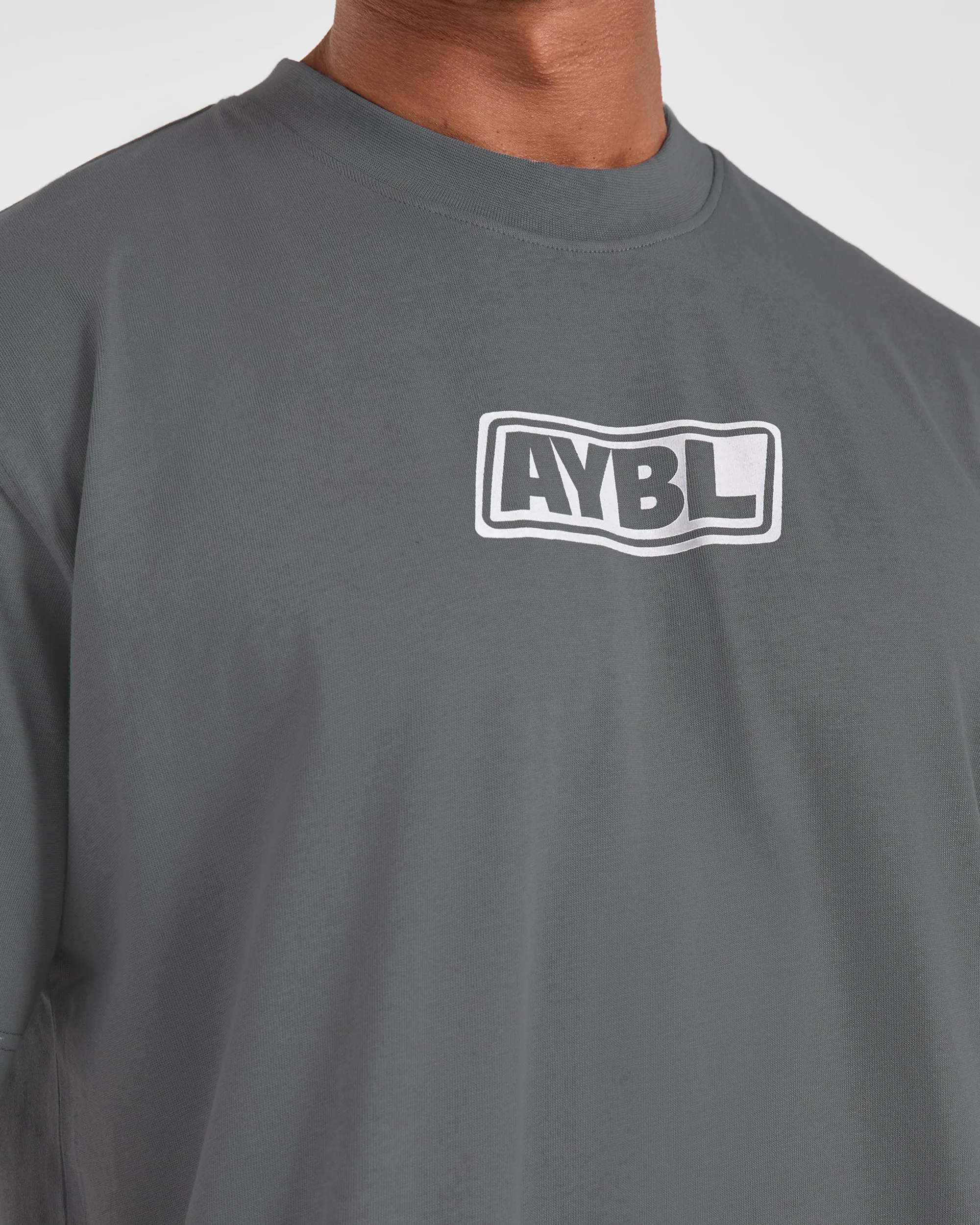 Cotton Blend Retro Oversized T Shirt - Steel