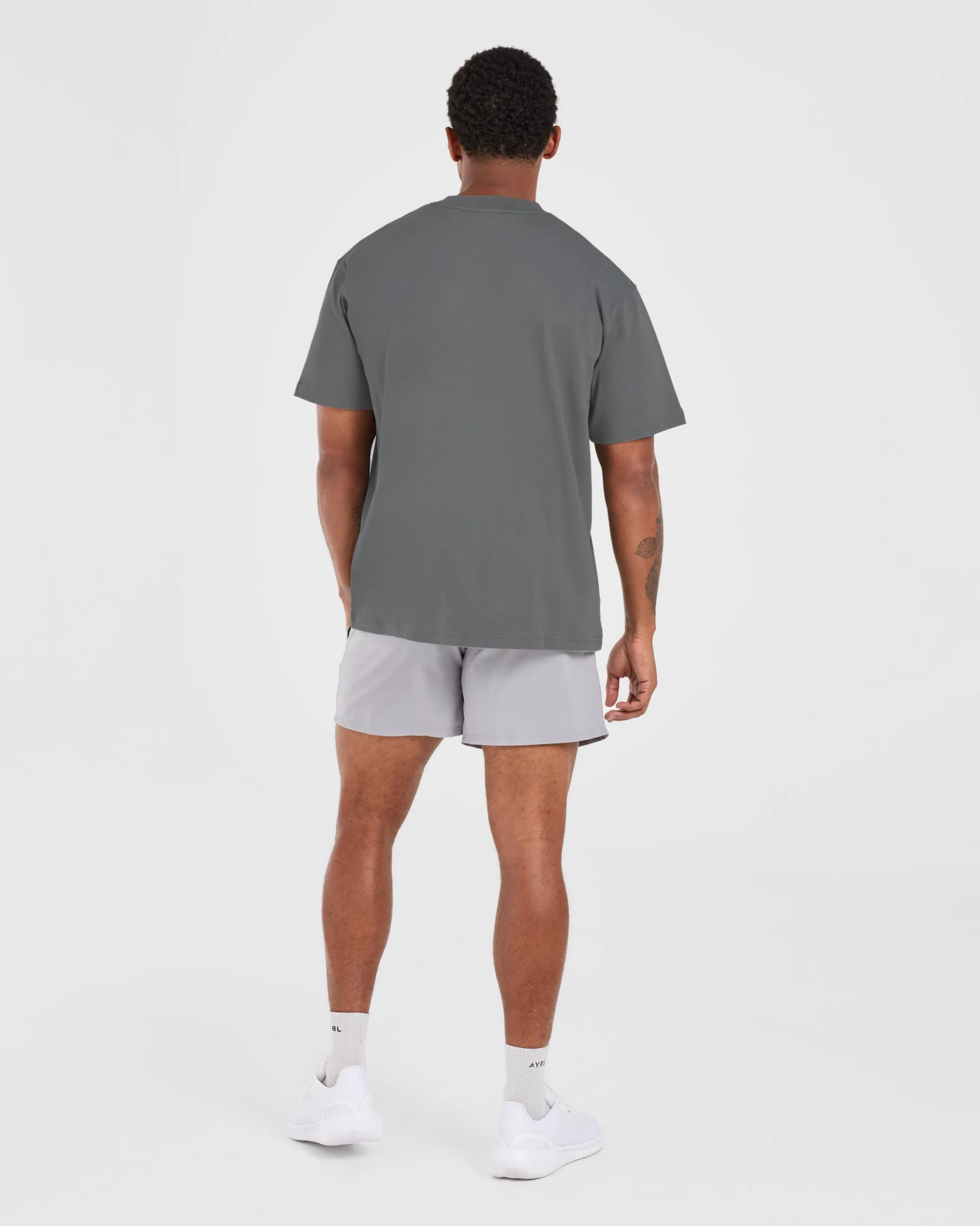 Breathable Comfort Oversized Silhouette Retro Oversized T Shirt - Steel