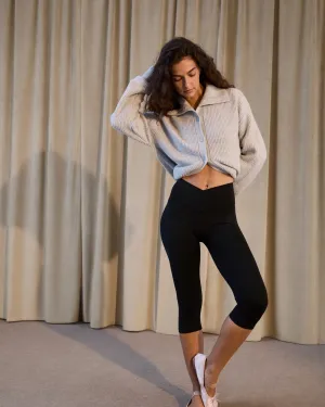 Daily Basic Ultimate Capri Wrap Over Leggings - Black