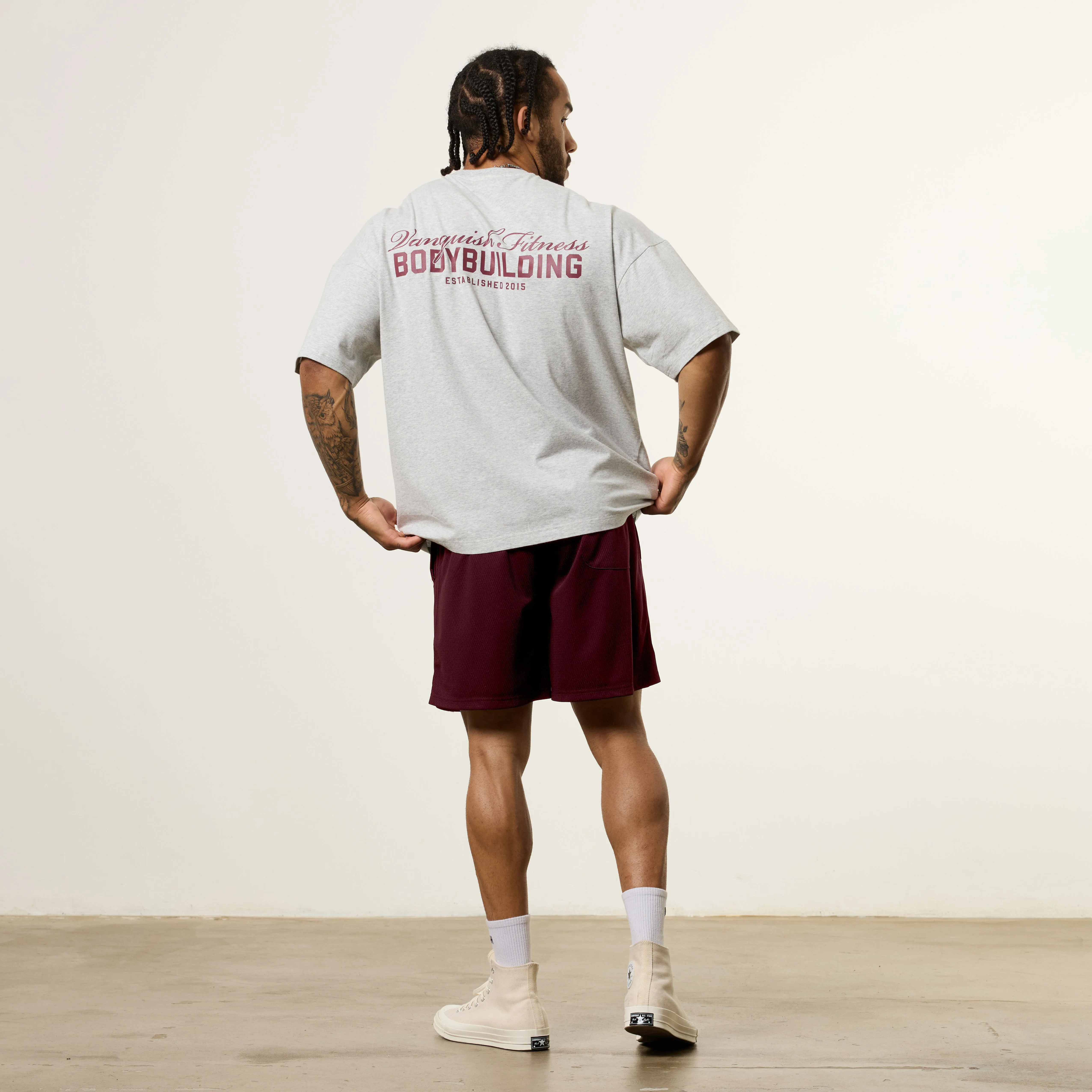 slim fit Vanquish Bodybuilding Grey Oversized Boxy T Shirt