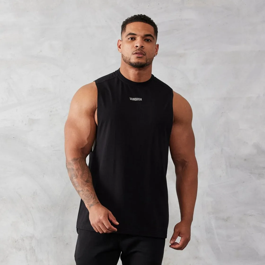 Vanquish Essential Black Oversized Sleeveless T Shirt Commander - directed Emergency - response - suitable