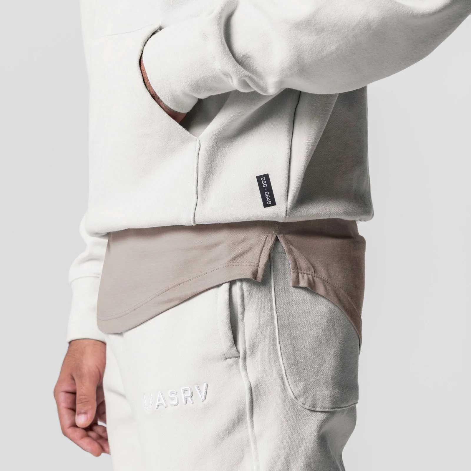 0648. Tech-Terry? Hoodie - Stone Solid Color Non Irritating Seams