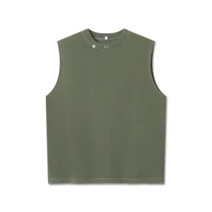 0807. Tech Essential? Relaxed Cutoff - Faded Olive Security - enhancing Ergonomic Armhole Shape