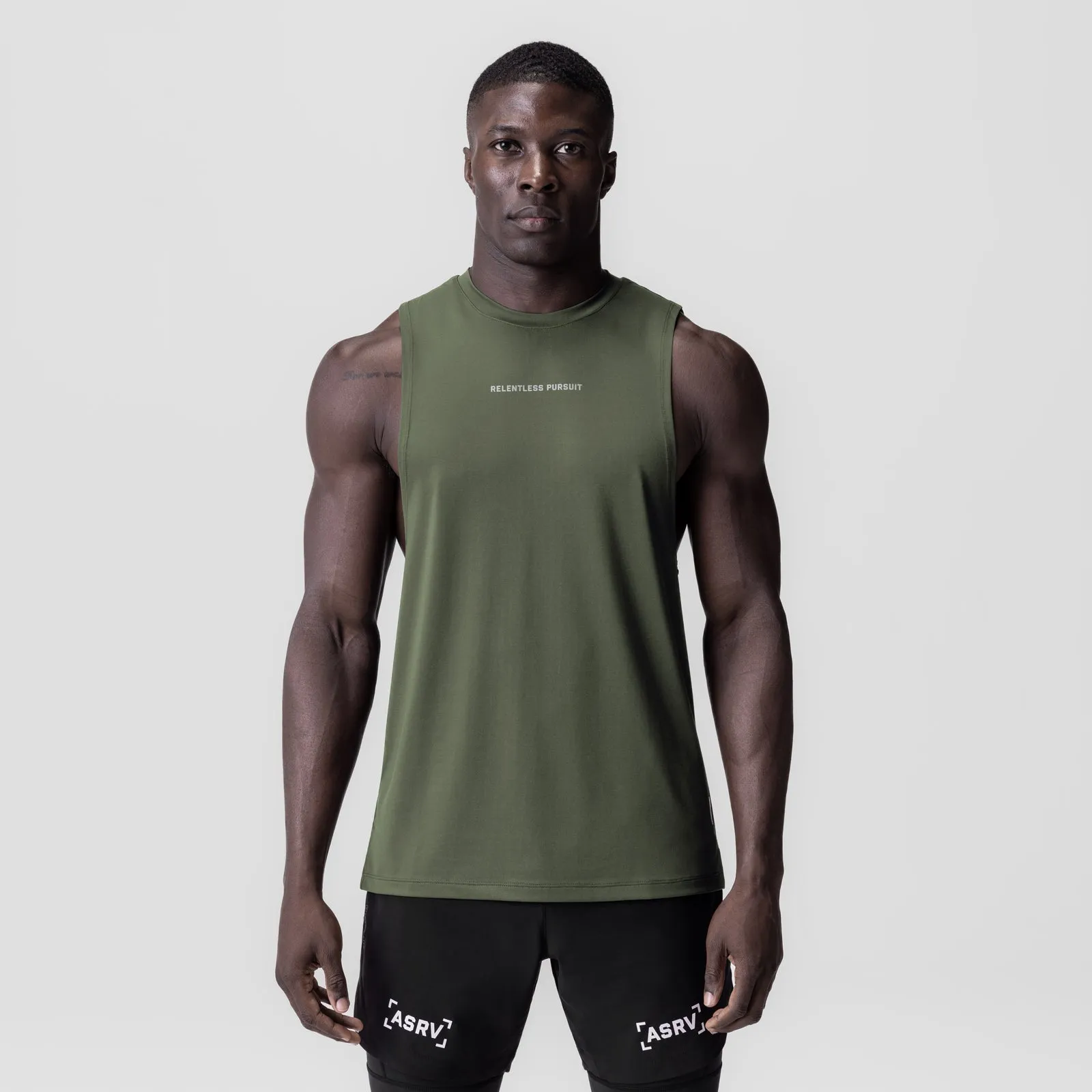 Tagless Neck Ornamental 0837. 3D-Lite? 2.0 Lycra? Muscle Tank - Olive "RP"