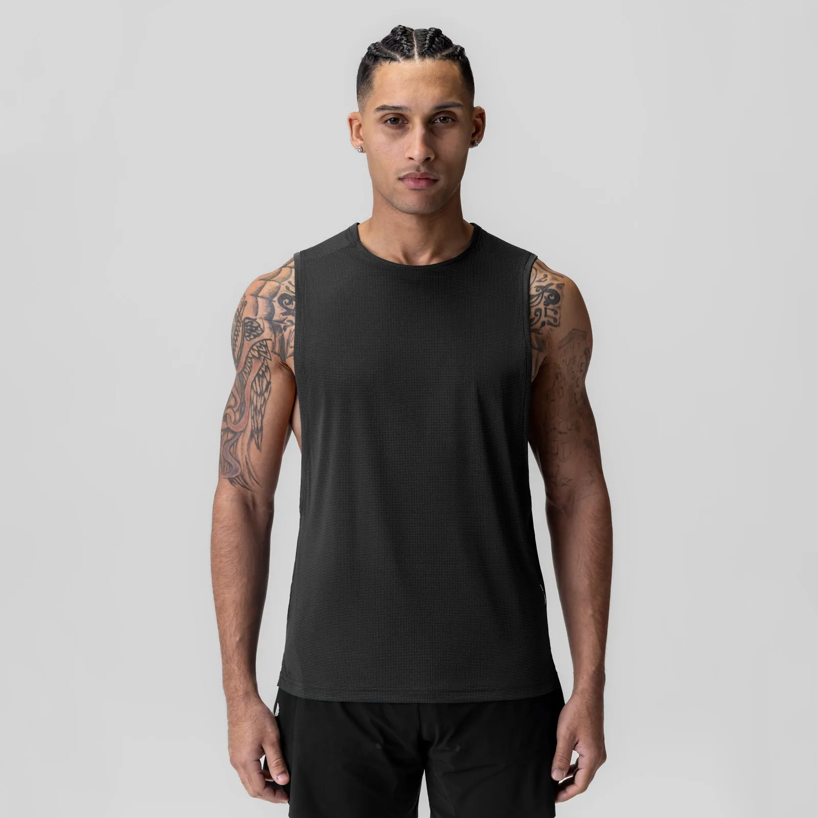 1061. Ice-Skin? Muscle Tank - Black 4 Way Stretch Anti Pill Surface