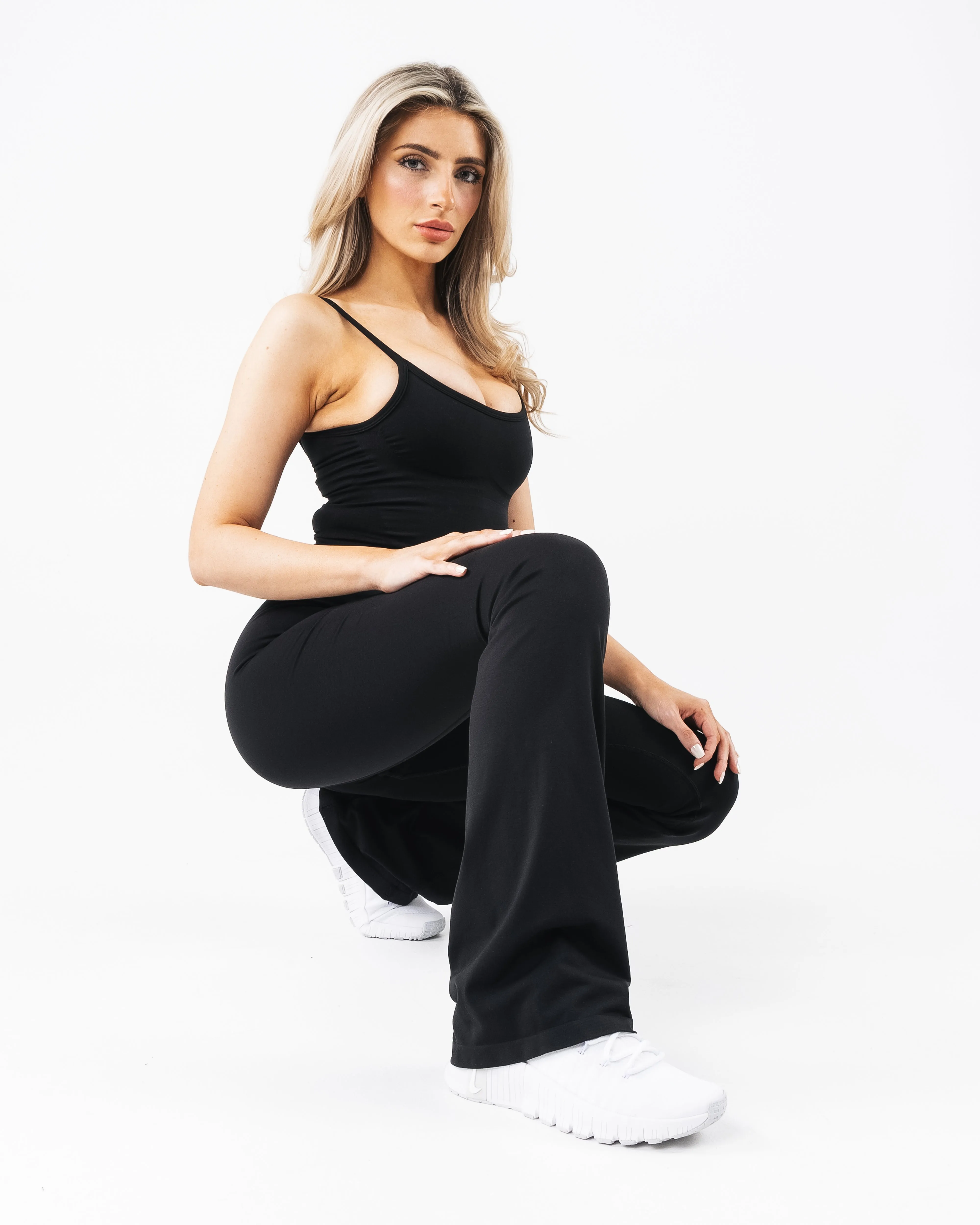 Work Commute Slim Fit Amplify Flared Pant - Black