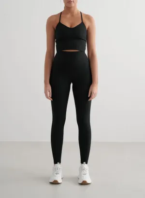 Active Lifestyle Outdoor Running Petite Size Camping Gear Black Ribbed Performance Tights