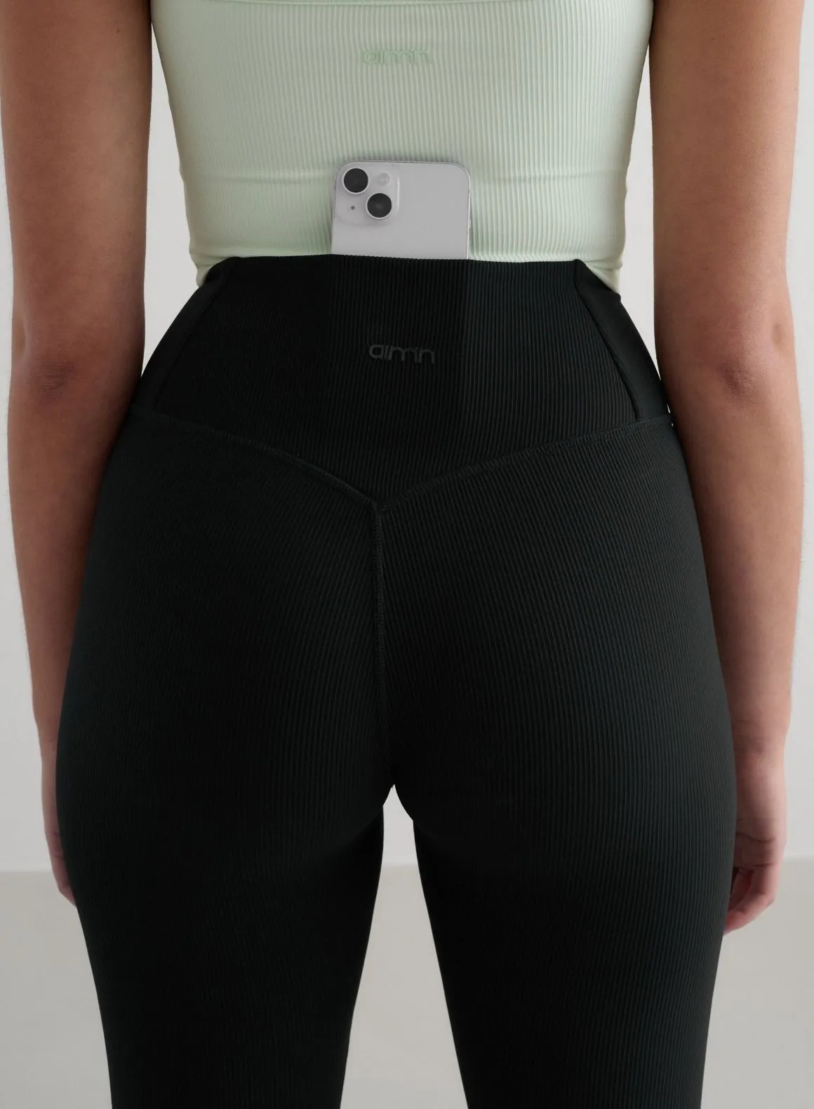 Black Ribbed Performance Tights Versatile Look