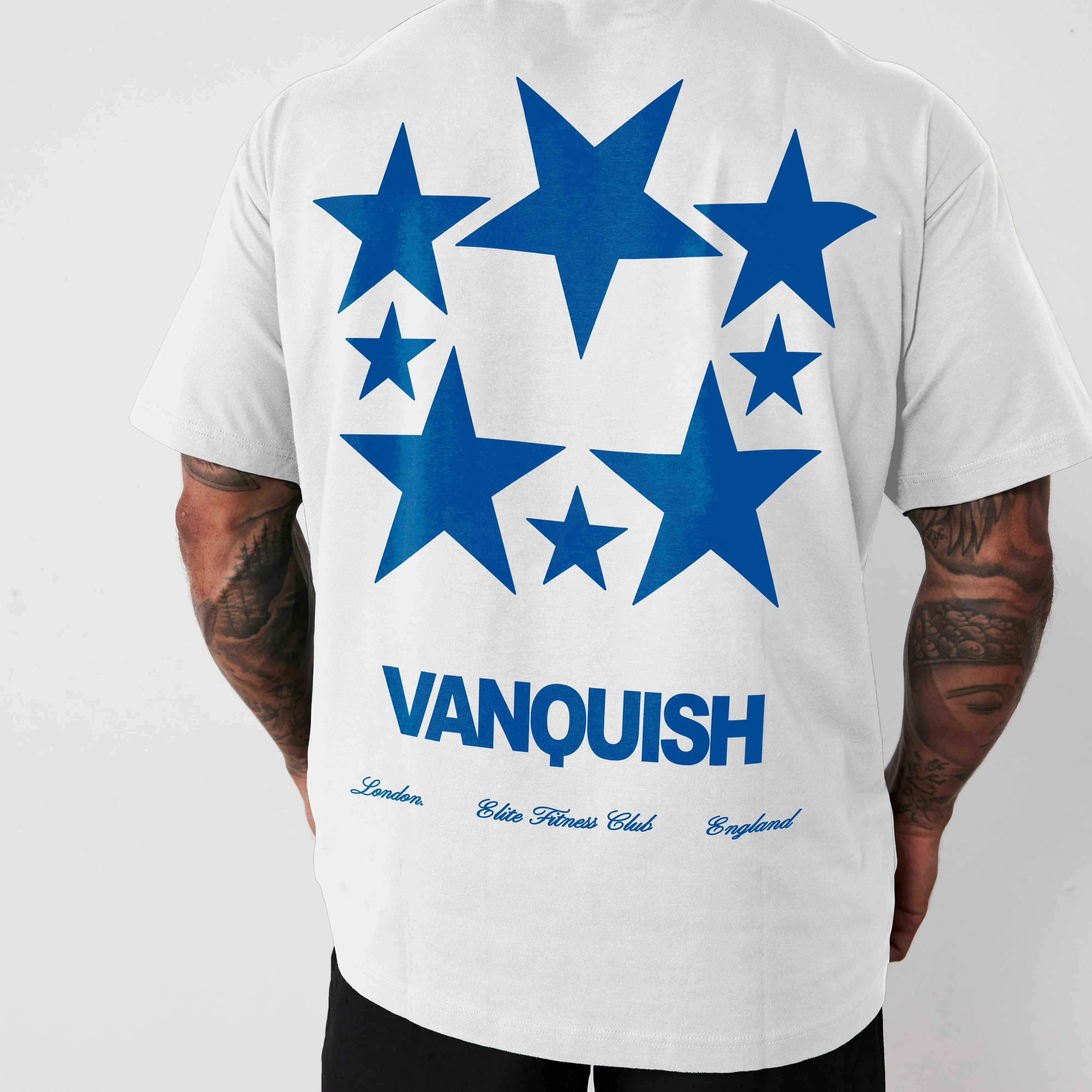 Vanquish Revolve Multi Star White Oversized T Shirt Retro