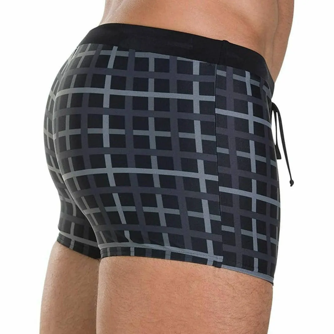 Molded Cup Support Lightweight Webbing Speedo Valmilton Mens Swim Shorts - Black