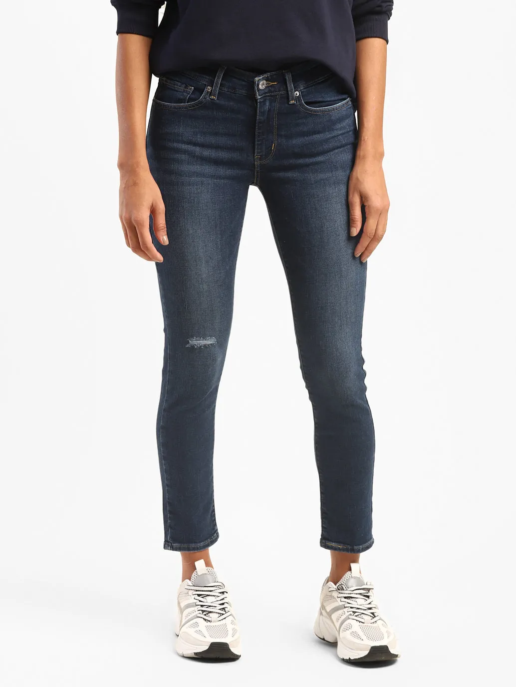 Women's 711 Blue Skinny Fit Mid Rise Jeans Layer Ready