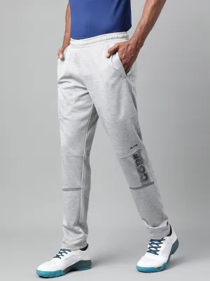 Alcis Men's Light Grey Melange Anti-Static Drytech  Slim-Fit Training Track Pants Flatlock Seams Core Comfort