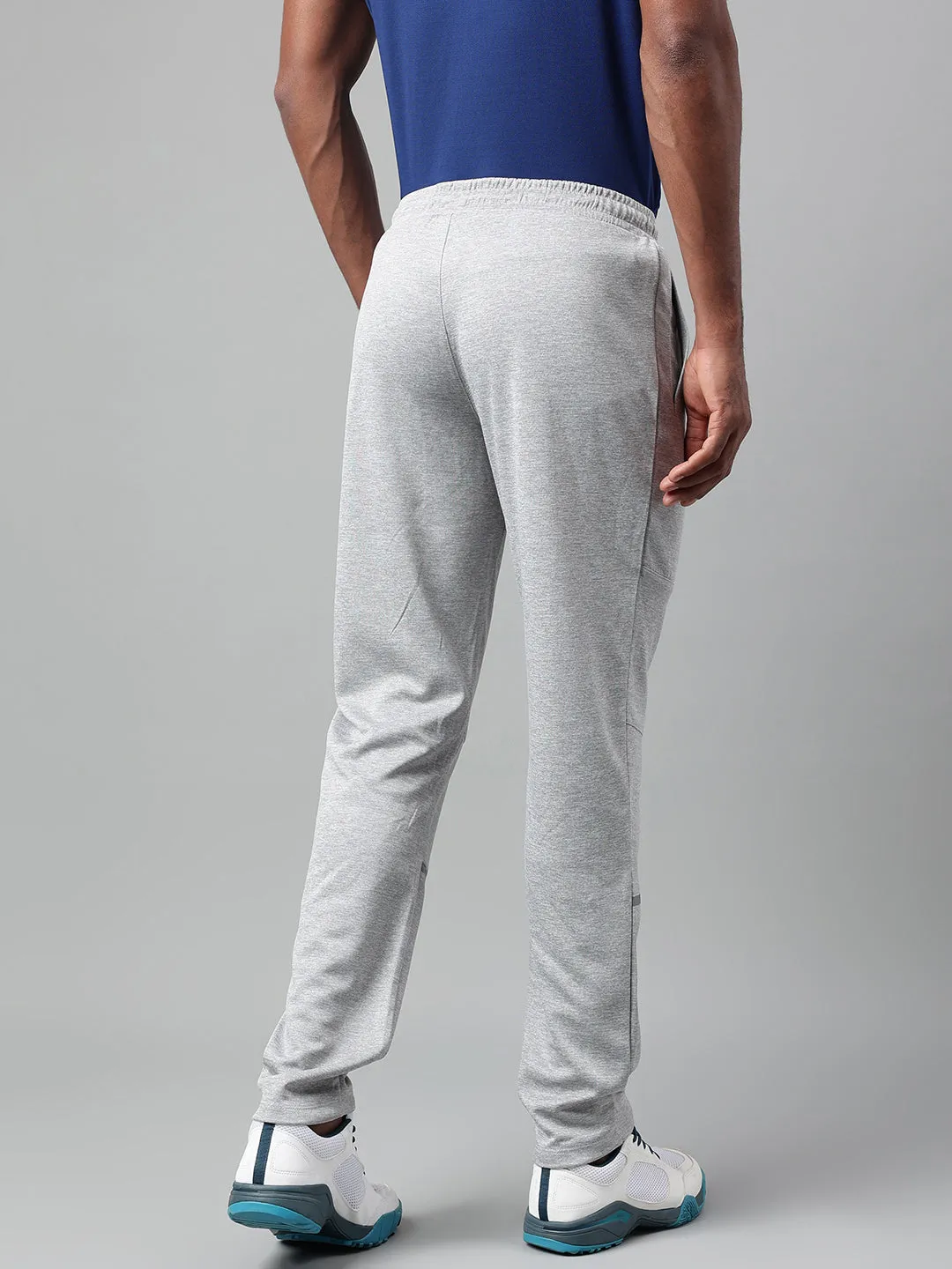 Alcis Men's Light Grey Melange Anti-Static Drytech  Slim-Fit Training Track Pants BreathableMaterial WaterproofTechnology