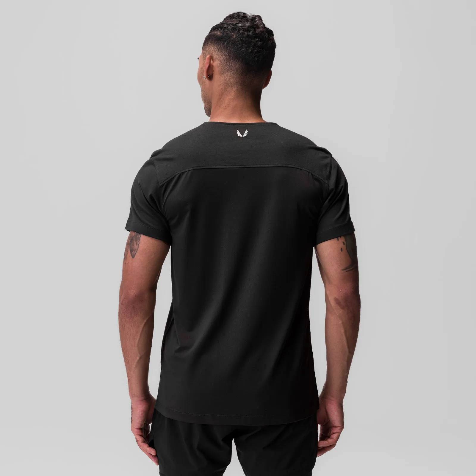 Dimensional Stability Weave 0846. CottonPlus? Standard Mesh Back Tee - Black