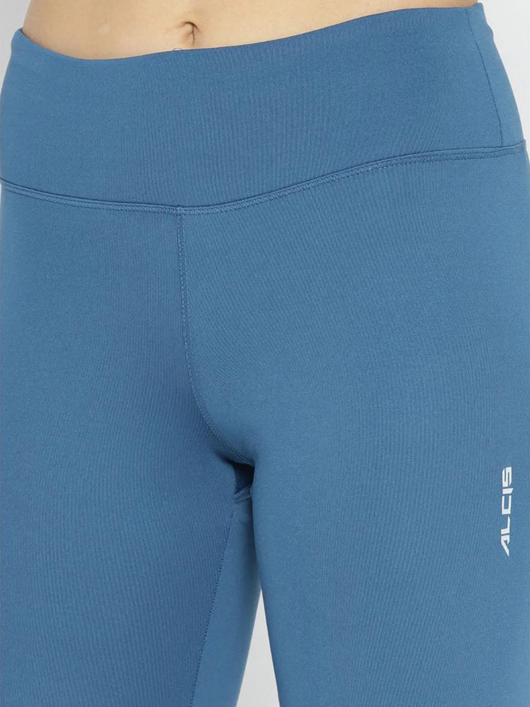 Home Lounge Thermal Warm Sleek Comfort Alcis Women Teal Blue Solid Running Tights with Printed Detail