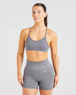 Balance V3 Seamless Strappy Sports Bra - Charcoal Grey Adjustable support