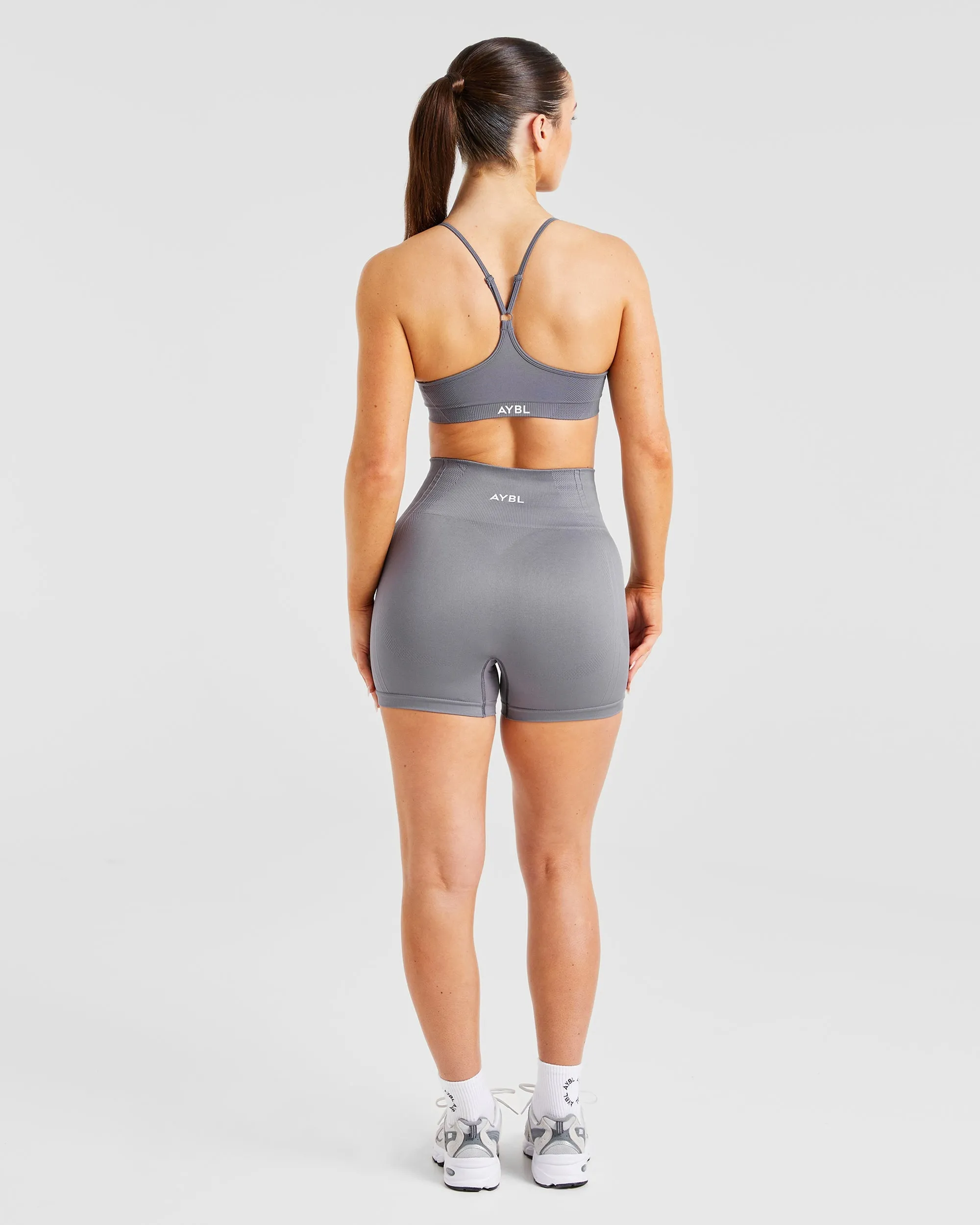 Balance V3 Seamless Strappy Sports Bra - Charcoal Grey Versatile Band