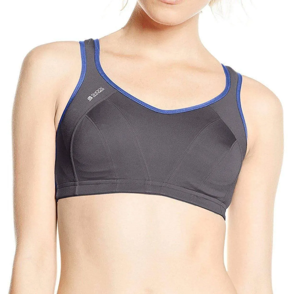 Stylish Full Coverage Design Shock Absorber Active Support Womens Sports Bra - Grey