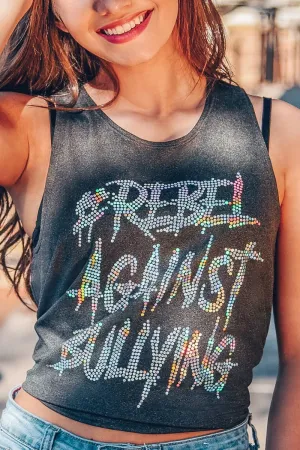 American Ease Faith Core Rebel Against Bullying Twist and Tie Tank in Heather Gray