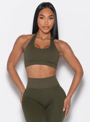 Rib Backless Bra Gray sports outfit