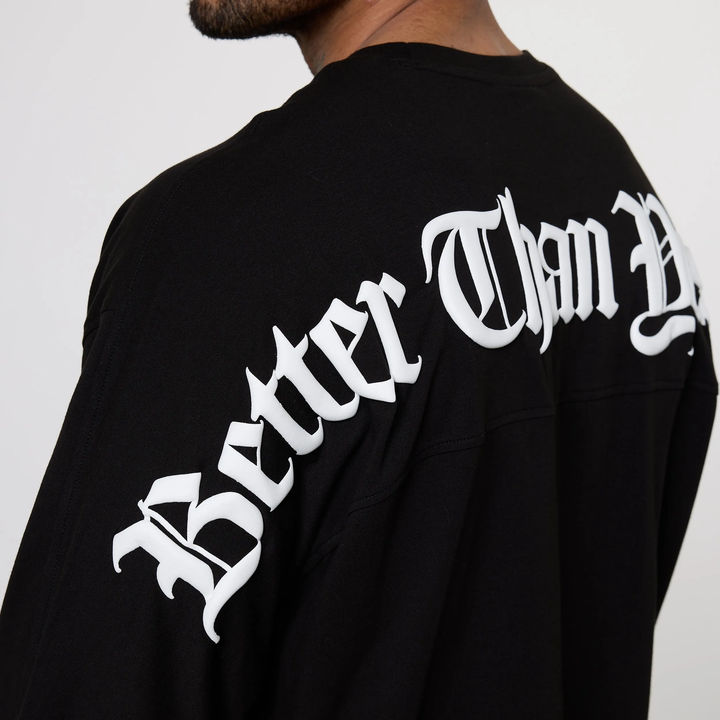 Vanquish Dark Script Black Oversized Long Sleeve T-Shirt Biodegradable Textile