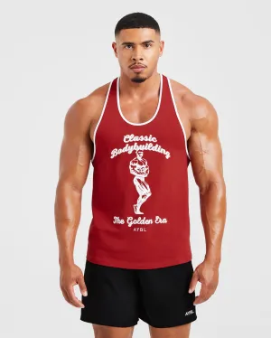 Low Bulk Material Tapered Look Wesley Vissers X Classic Bodybuilding Stringer - Deep Red NonBindingElastic