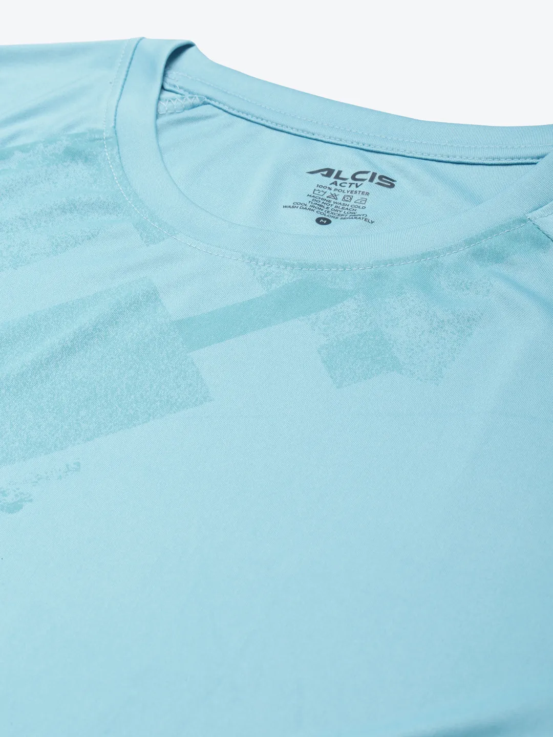 ALCIS Men Turquoise Blue Slim Fit Running T-shirt Thick Glow Art Mood