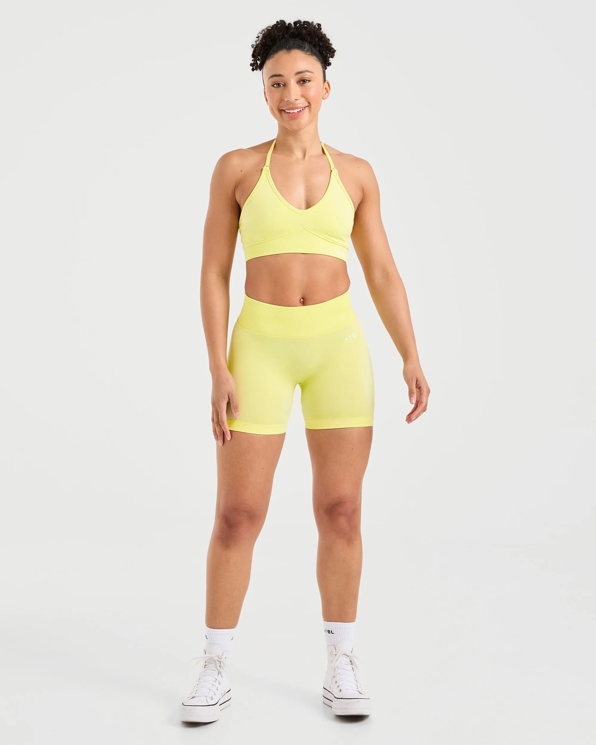 Adapt Seamless Sports Bra - Spring Yellow Front Zip Closure Performance seams