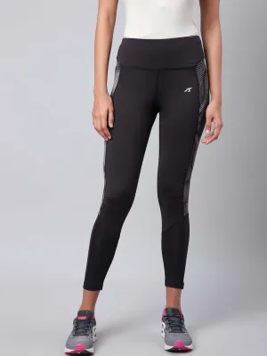 Alcis Women Black Solid Training Tights Body Hugging Fit