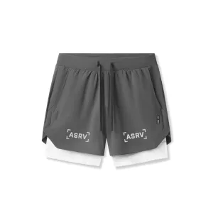 Multi Directional Flex Zones Stretch waistband 0865. Tetra-Lite? 5" Liner Short - Space Grey "Bracket"/White