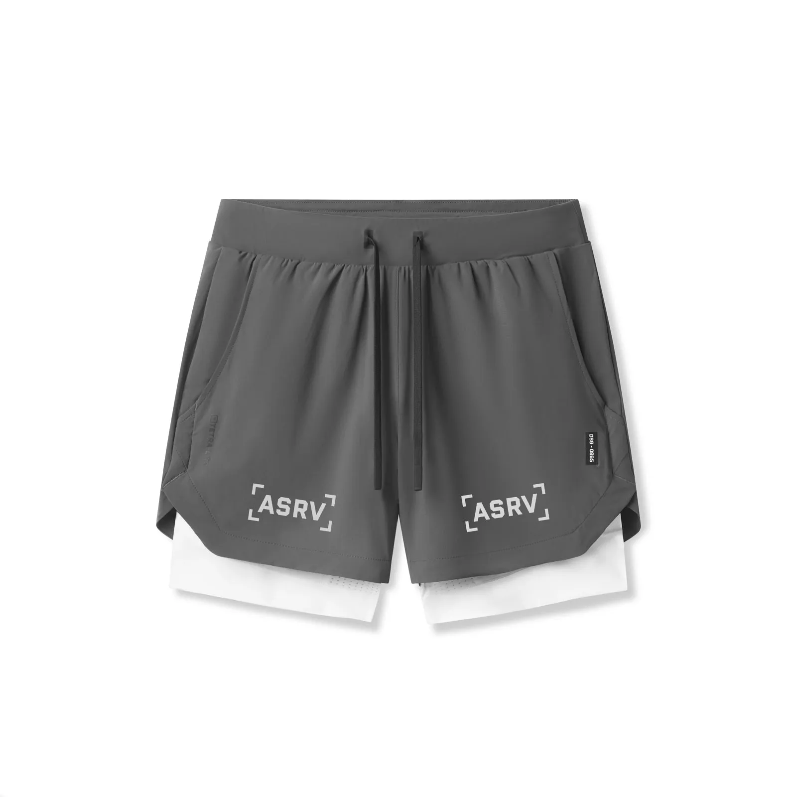 Multi Directional Flex Zones Stretch waistband 0865. Tetra-Lite? 5" Liner Short - Space Grey "Bracket"/White