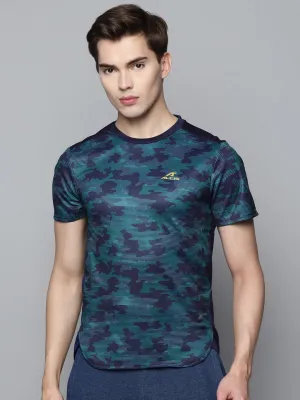Creative Glow Alcis Men Blue Solid Slim Fit T-shirt