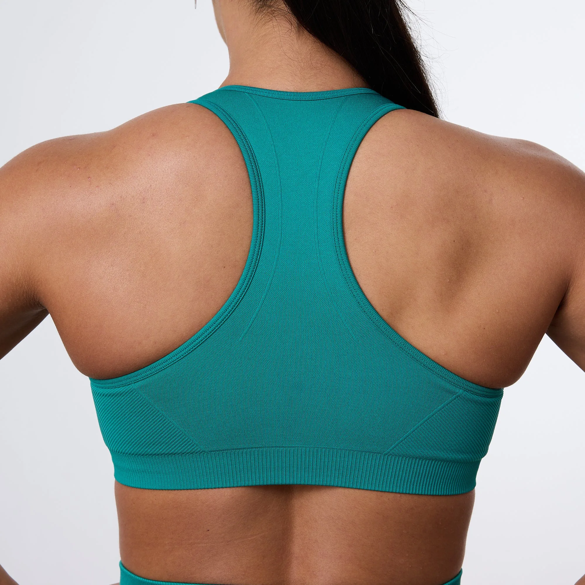Waist support Anti-microbial seams Vanquish Elevate Seamless Emerald Teal Support Bra