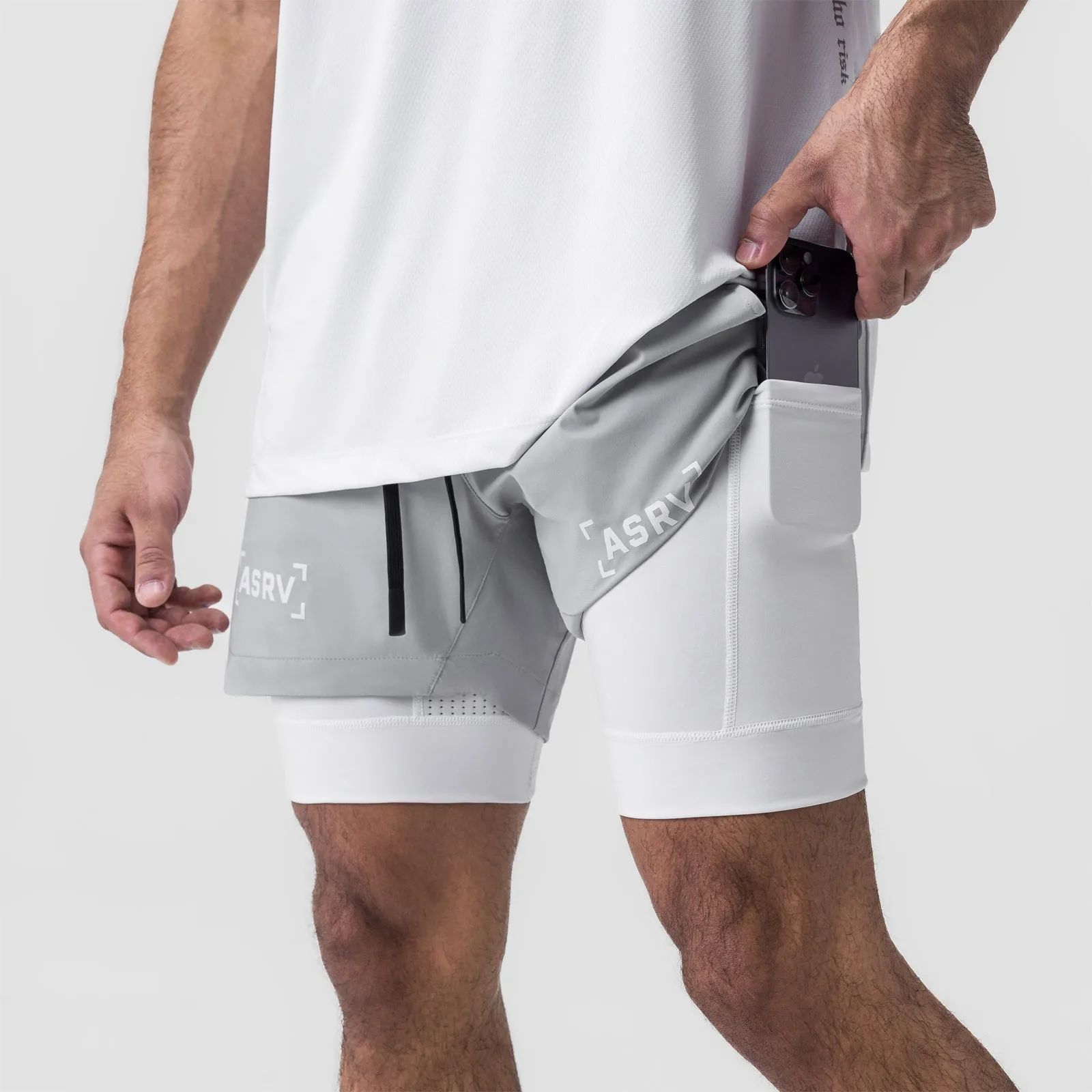 Sporty Style 0865. Tetra-Lite? 5" Liner Short - Slate Grey "Bracket"/White