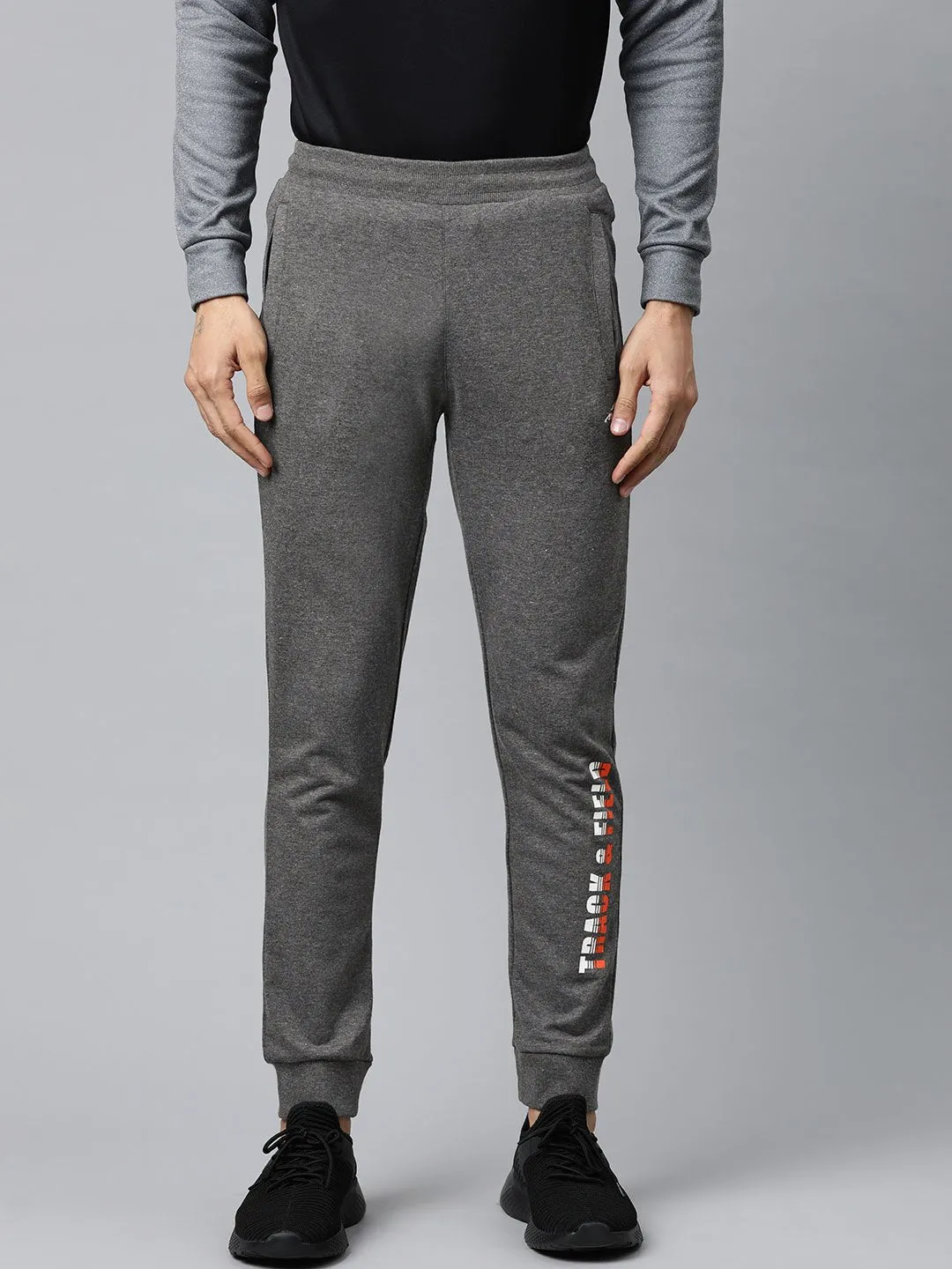 Weather Flex Anti Pilling Treatment Alcis Men Charcoal Grey Solid Track Pants