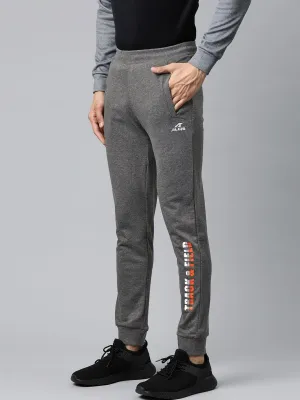 Alcis Men Charcoal Grey Solid Track Pants Durable Twill