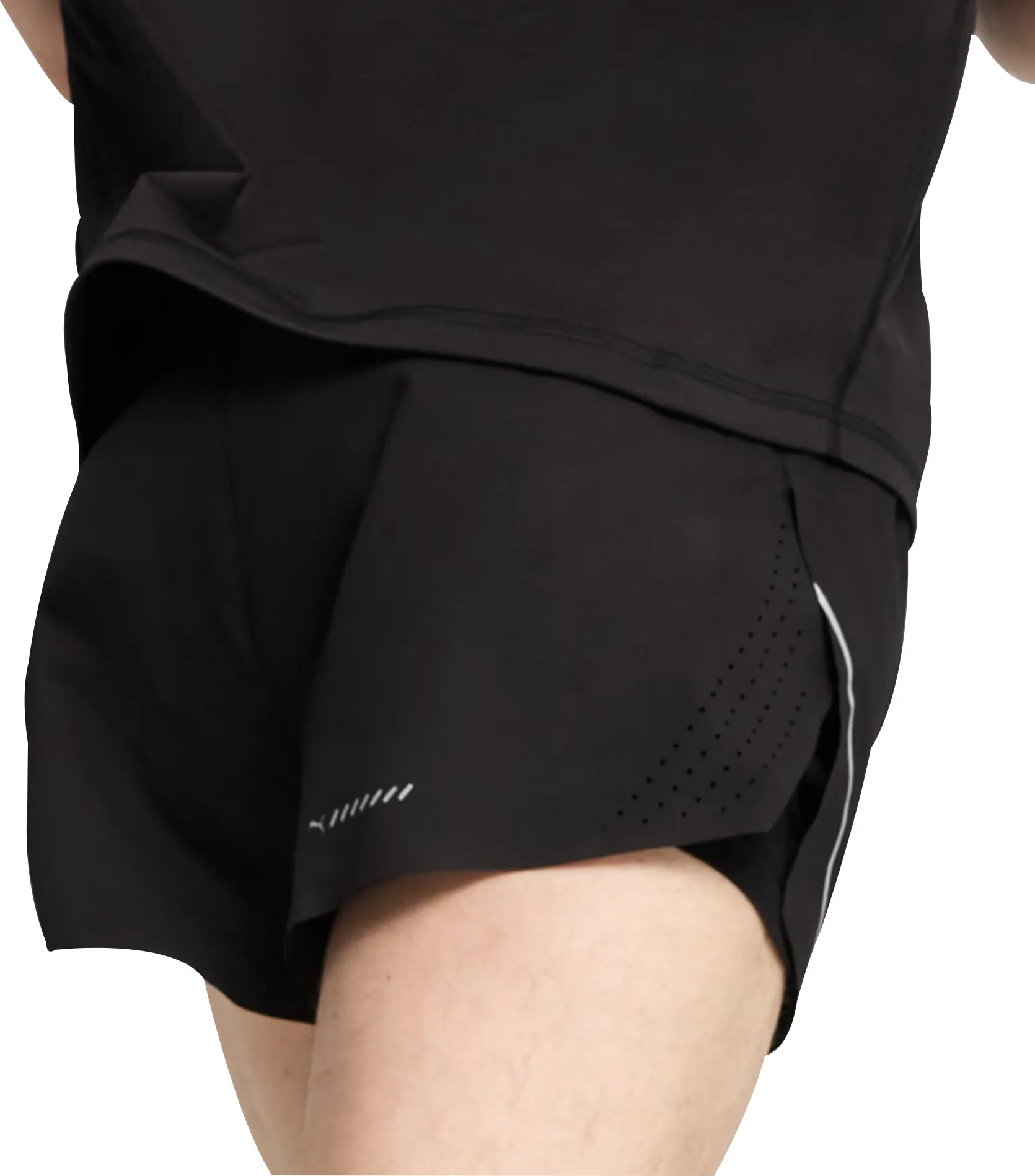 Puma Raceday Ultraweave 3 Inch Split Mens Running Shorts - Black dress shirt ReinforcedPockets