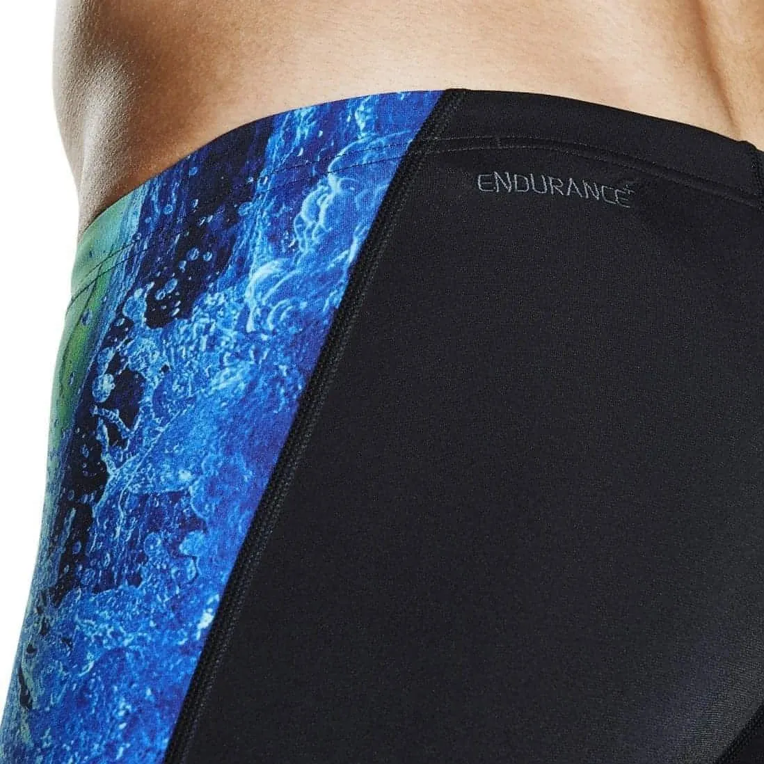 Adjustable Drawstrings Speedo Placement Digital V-Cut Mens Jammer Swim Shorts - Black