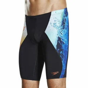 Speedo Placement Digital V-Cut Mens Jammer Swim Shorts - Black High Density Polyester